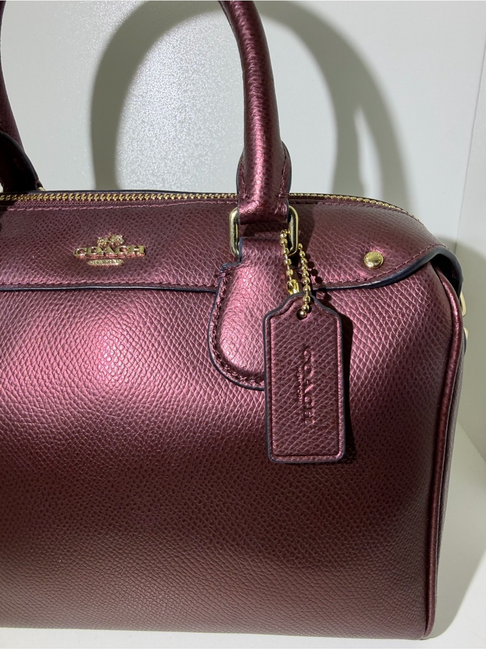 Coach Bennett Metallic Plum Dome Satchel with Gold Hardware - Picture 2 of 10